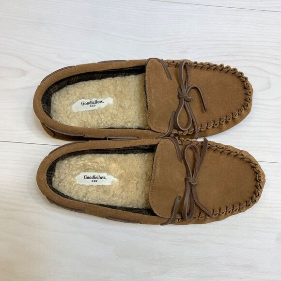 Goodfellow & Co Mens Topher Moccasin Slippers Chestnut Brown 8 House Shoes